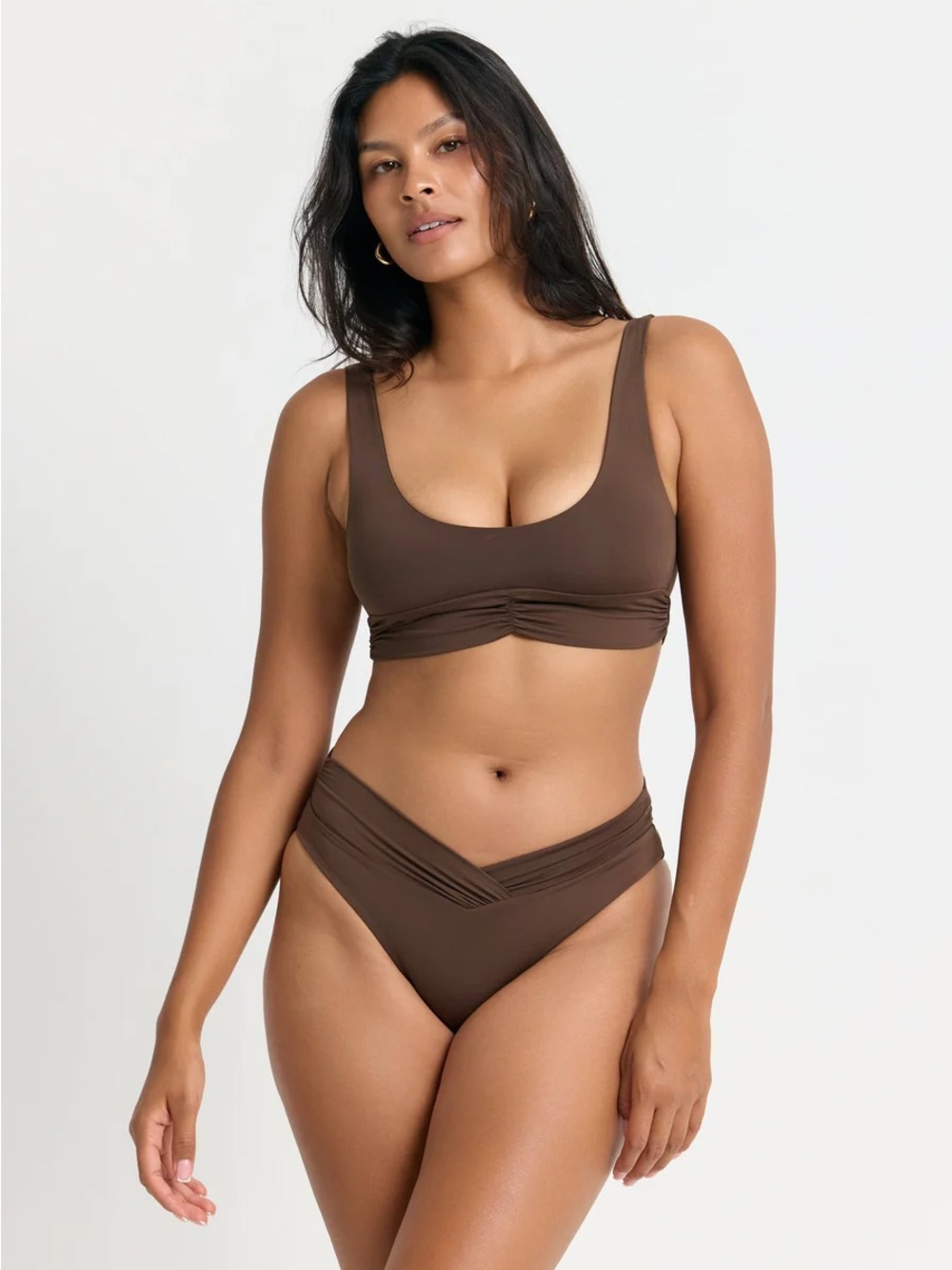 Riot Swim Pico Bathing suit Brown High-Waist V-Cut Bikini Set - Women Swim - Picture 2 of 5